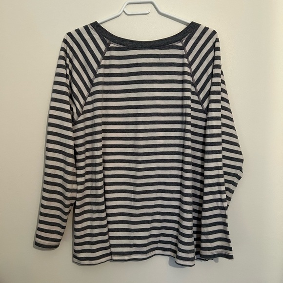 Anne Klein Striped Henley Top - Picture 3 of 4